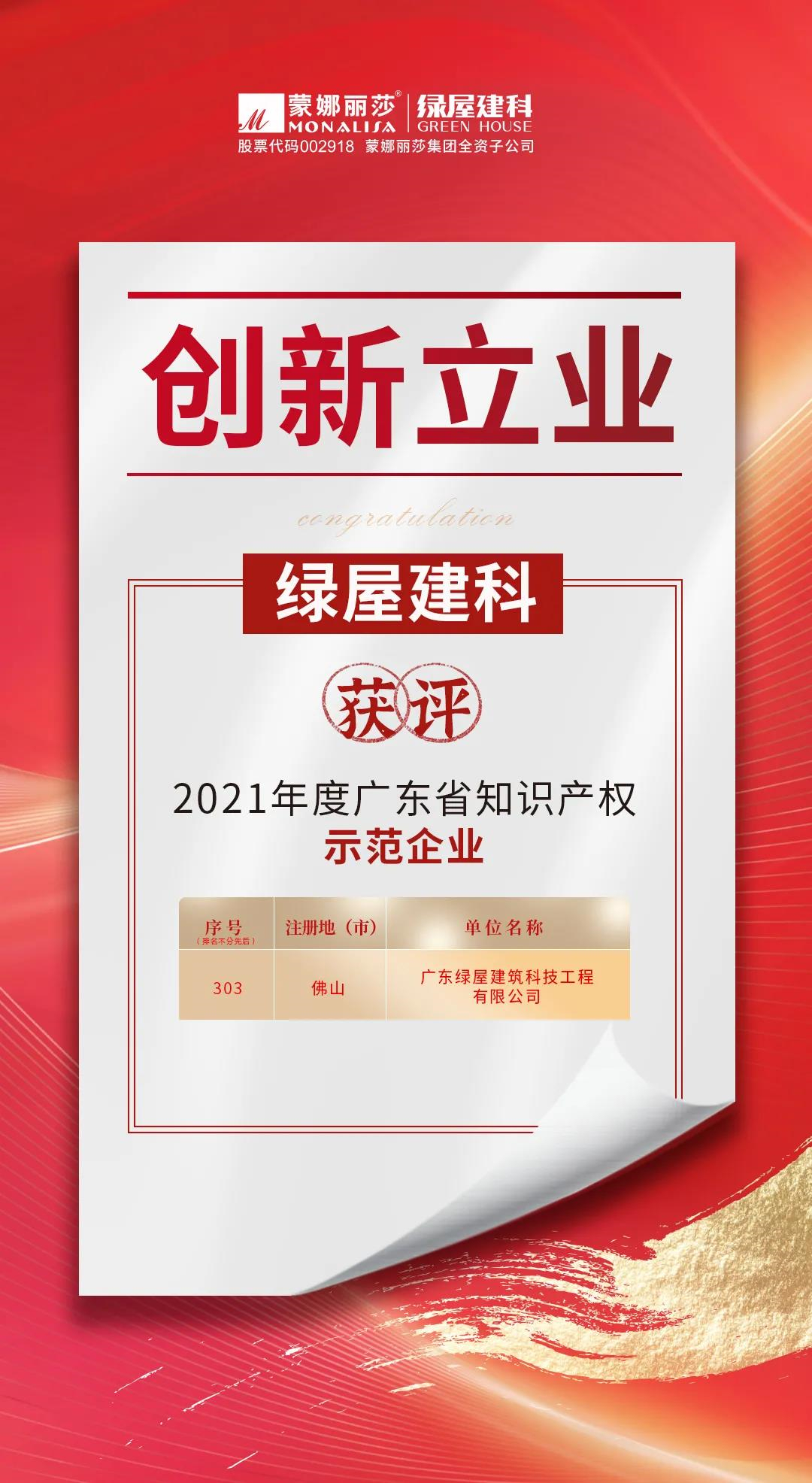 研发实力见证！绿屋建科获评广东省知识产权示范企业